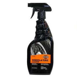 Harley-Davidson Accessories The original Harley-Davidson Wheel & Tire Cleaner removes dirt such as brake dust from the wheels, brightens whitewall tyres and provides a shiny result. 651 ml spray bottle. Replaces the smaller H-D 93600076 bottle.