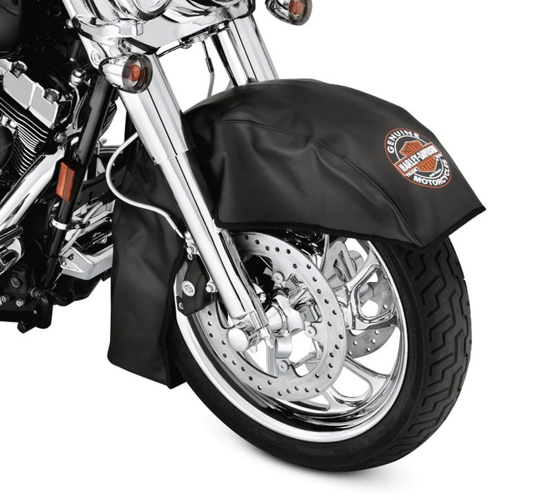 Harley-Davidson Accessories Protect the finish on your tank and fenders while performing routine service on your motorcycle. These custom-shaped covers feature an easy-to-clean black vinyl outer surface and a soft, non-abrasive fleece inner liner. Fuel tank covers feature built-in magnets to prevent the cover from sliding, convenient mesh pockets to keep small parts from rolling away, and a clear paperwork window for notes and instruction sheets. Fender covers feature soft elastic bands to keep the covers firmly in place. To complete the look, the cover features a nostalgic Harley-Davidson logo that will look great in any garage.