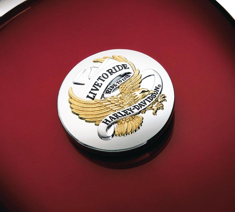 Harley-Davidson Accessories Top off your original equipment fuel cap. Adhesive backing for easy installation.