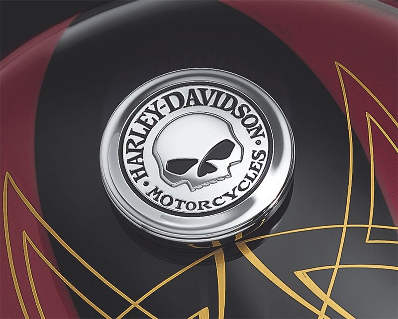 Harley-Davidson Accessories Top off your original equipment fuel cap. Adhesive backing for easy installation. Chrome finish. Complete the custom look of your bike with additional accessories from the Harley-Davidson Willie G Skull Collection.