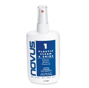 Harley-Davidson Accessories Novus products have been tested and approved for use on Harley-Davidson windshields. Novus No. 1 Cleaner/Protectant is a mild, abrasive-free cleaner that will leave plastic with a lustrous shine without scratching, and will resist fogging, fingerprints, smudging and smears. Repels dust and eliminates static. 8 oz (236 ml) bottle.