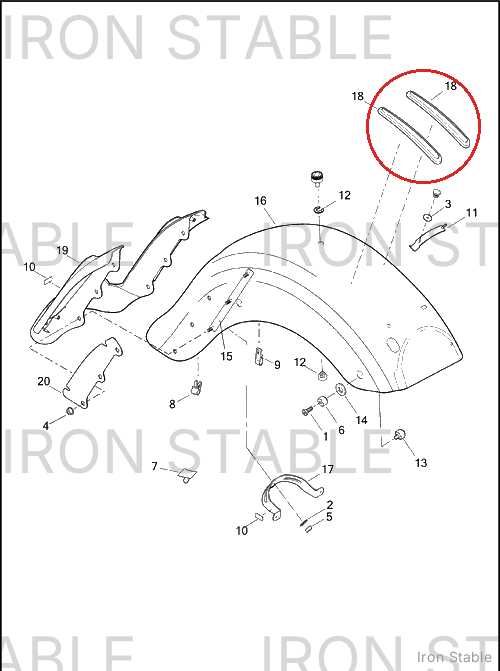 Harley-Davidson Pad Assembly, Rr Fndr
