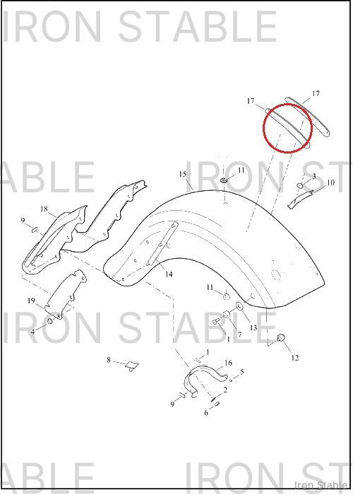 Harley-Davidson Pad, Prot, Rr Fender, Black
