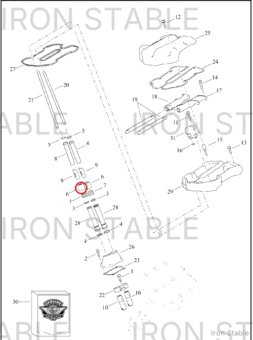 Harley-Davidson Ring, Retg, Pushrod Collar, Red
