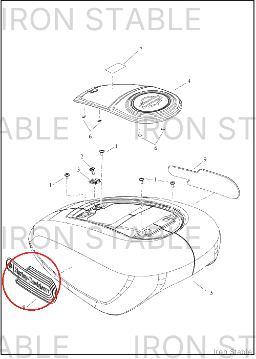 Harley-Davidson Medallion, Rh, Top Cover