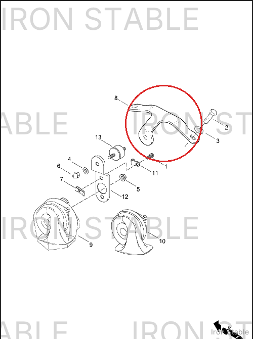 Harley-Davidson Bracket Assembly, Horn Mnt