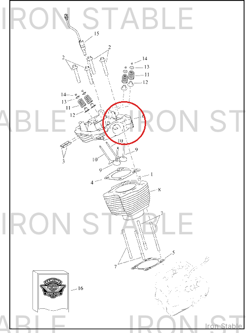Harley-Davidson Cyl Head, Assembly, Rr, Oil, Blk