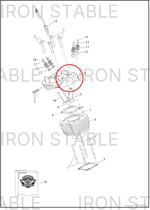 Harley-Davidson Cyl Head, Assembly, Fr, Oil, Blk