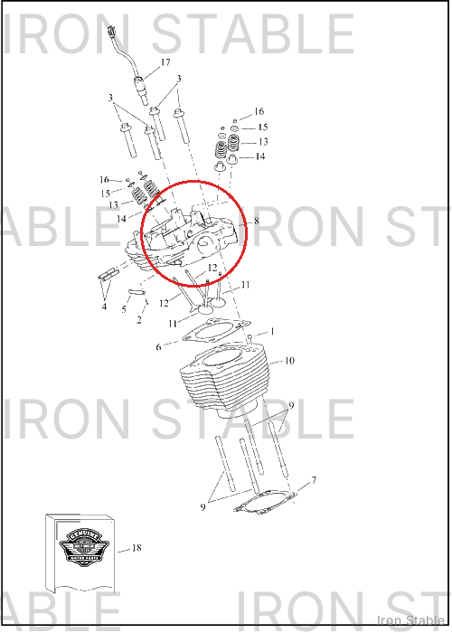 Harley-Davidson Cyl Head, Assembly, Rr, Oil, Blk Gran