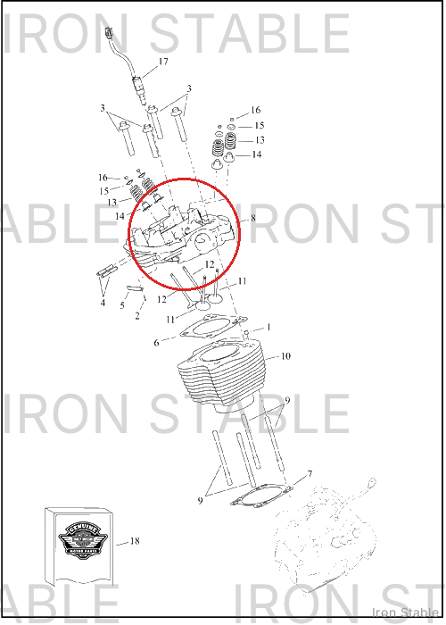 Harley-Davidson Cyl Head, Assembly, Rr, Water, Blk Gra