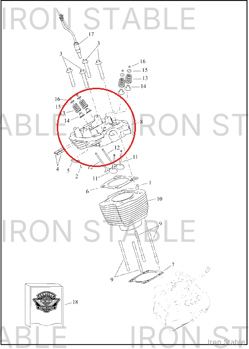 Harley-Davidson Cyl Head, Assembly, Rr, Oil, Blk Gran