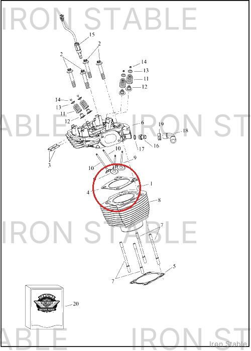 Harley-Davidson Gasket, Cyl Hd, 4.075