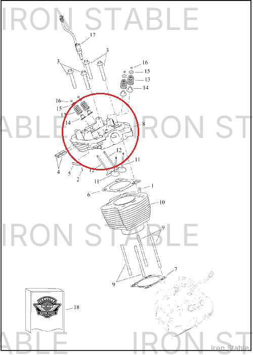 Harley-Davidson Cyl Head, Assembly, Rr, Water, Blk Gra