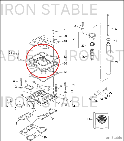 Harley-Davidson Gasket, Spacer To Top Rckr Cover