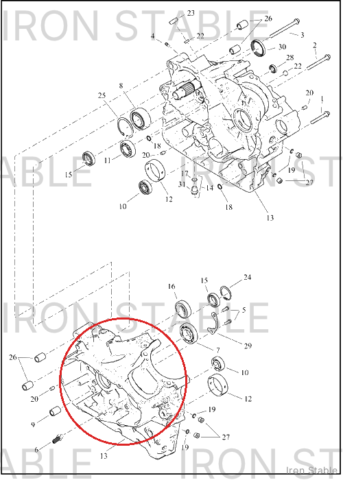Harley-Davidson Crankcase, Set, Assembly, Charcoal Me