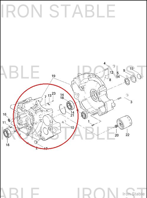 Harley-Davidson Crankcase, Set Assembly, Black