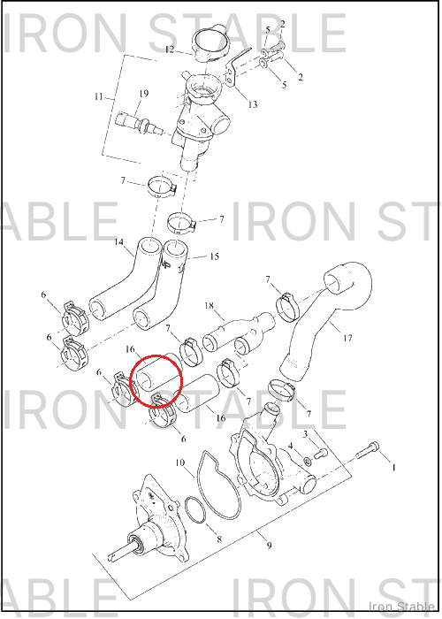 Harley-Davidson Radiator Hose, Cyl Lower Straig