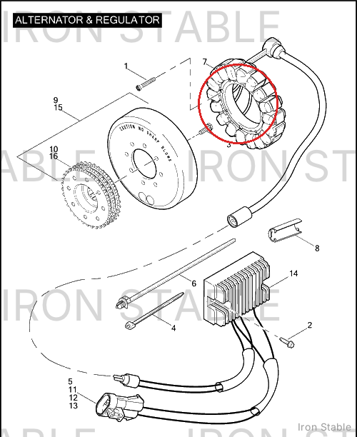 Harley-Davidson Stator Assembly, Sngl Phase, 22amp