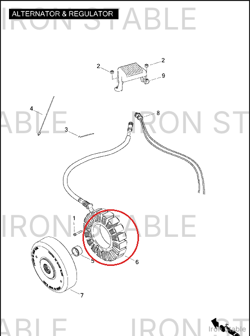 Harley-Davidson Stator Assembly, 3-Phase, 50amp