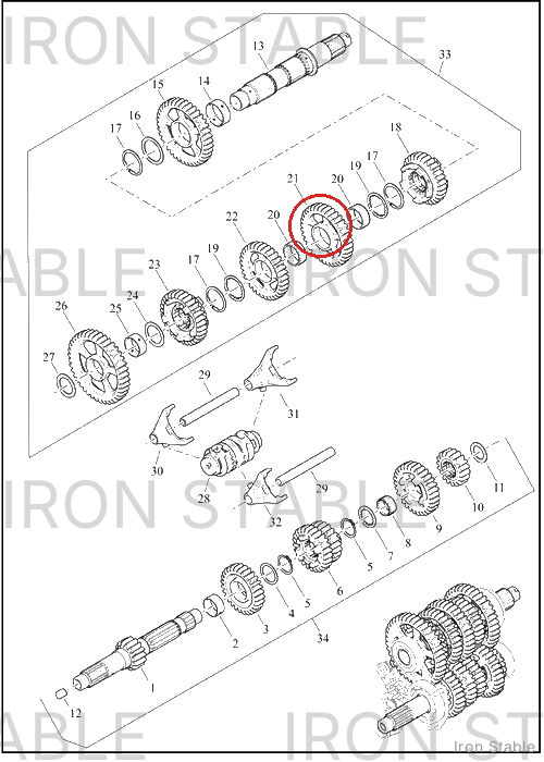 Harley-Davidson Gear, Xmsn, 3rd, Output Shaft