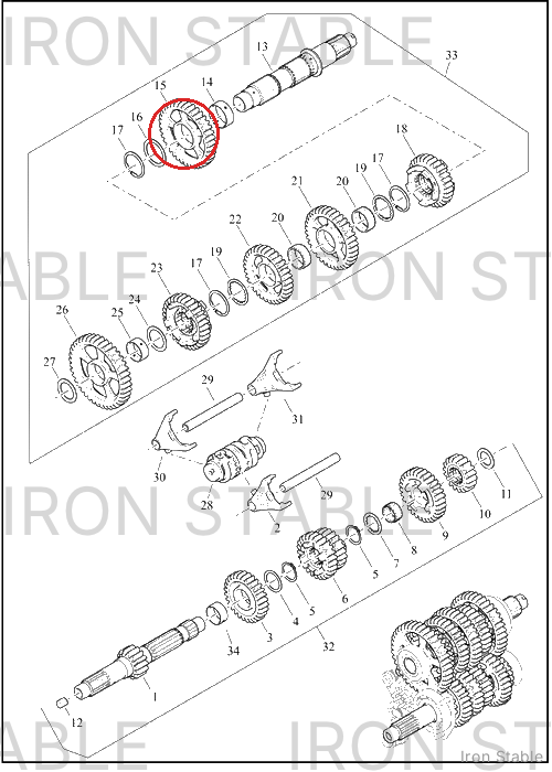 Harley-Davidson Gear, Xmsn, 2nd, Output Shaft