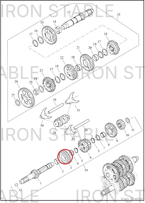 Harley-Davidson Gear, Xmsn, 5th, Input Shaft