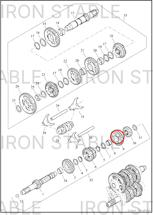 Harley-Davidson Gear, Xmsn, 6th, Input Shaft