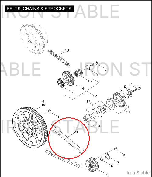 Harley-Davidson Belt, Drive, Secondary, Rr/132t, 20mm