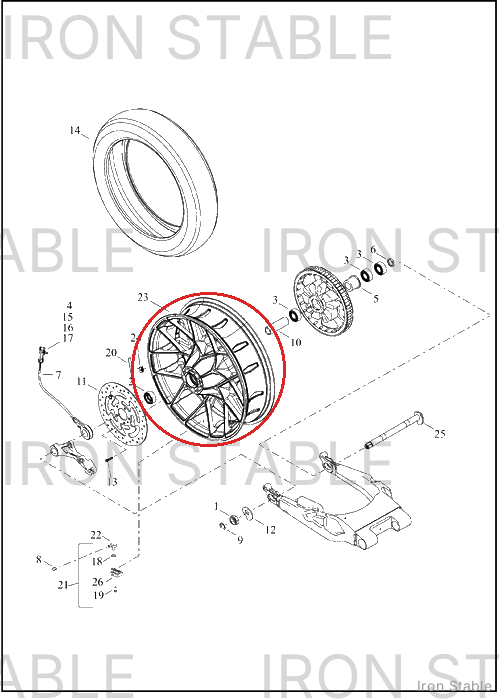 Harley-Davidson Whl Assembly, Rr, S/7spk, Gblk, 18x5