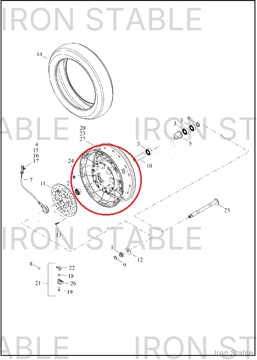 Harley-Davidson Whl Assembly, Rr, Lcd32, Gblk/Scchrm, 