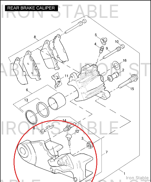 Harley-Davidson Caliper & Bracket Assembly, Rear