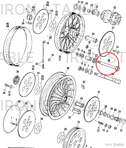 Harley-Davidson Axle Kit, Rear, Big Twins