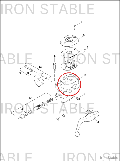 Harley-Davidson Brake Master Cyl Assembly, Front, Blk Lvr, 1