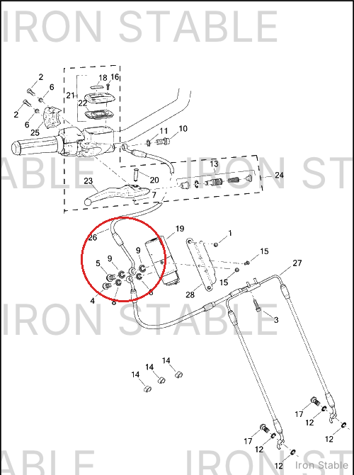 Harley-Davidson Brake Line, Front, Hcu-Master Cyl