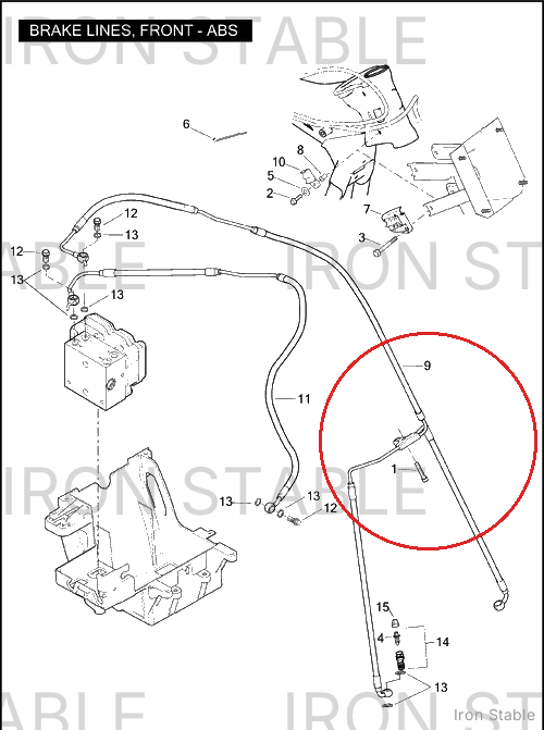 Harley-Davidson Brakeline, Abs Unit-To-Front Caliper