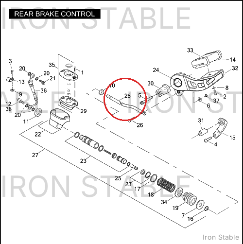 Harley-Davidson Pushrod, Rr Brake, Chrome