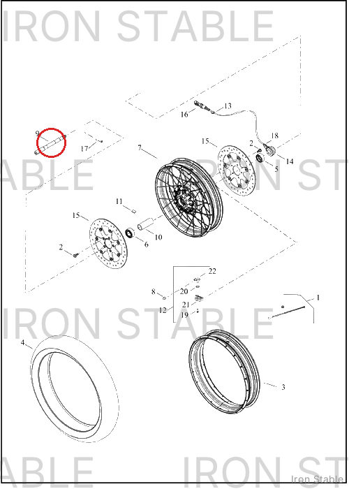 Harley-Davidson Axle, Fr, Narrow