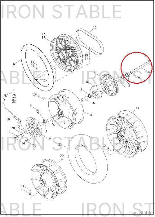 Harley-Davidson Kit, Axle, Rear Assembly