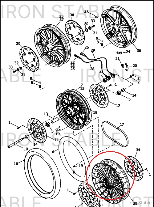 Harley-Davidson Whl, Fr, Turbine, Gblk, 19x3.5