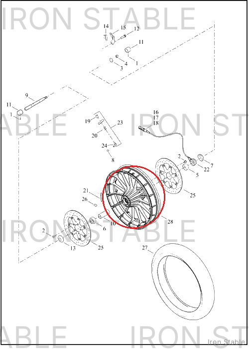 Harley-Davidson Whl Assembly, Fr, 15spk, Gblk/Blk And