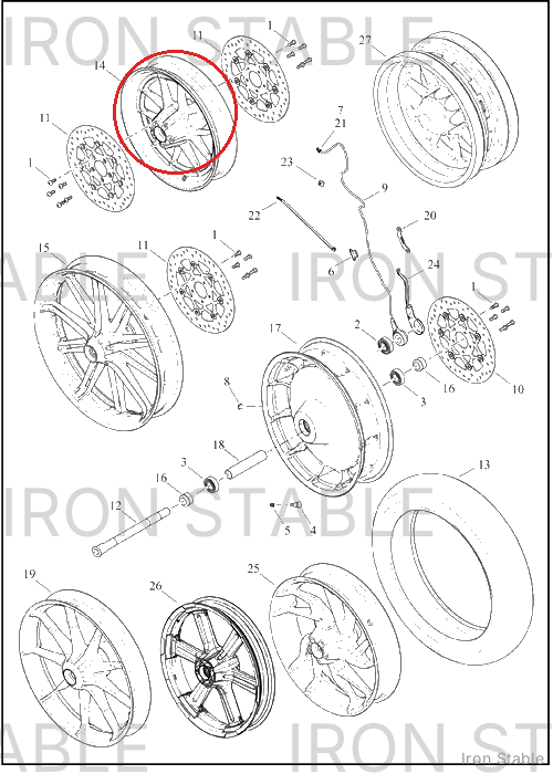 Harley-Davidson Whl, Fr, S/5 Spoke, Sblk, 16x3, Dua