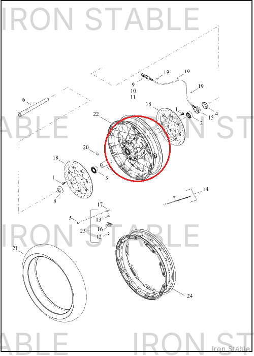 Harley-Davidson Whl Assembly, Fr, Lcd32, Gblk/Ctrs Ch