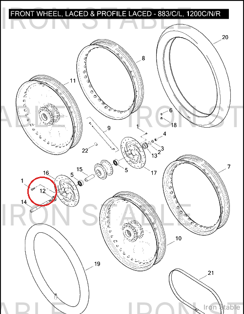Harley-Davidson Axle, Front, Hollow