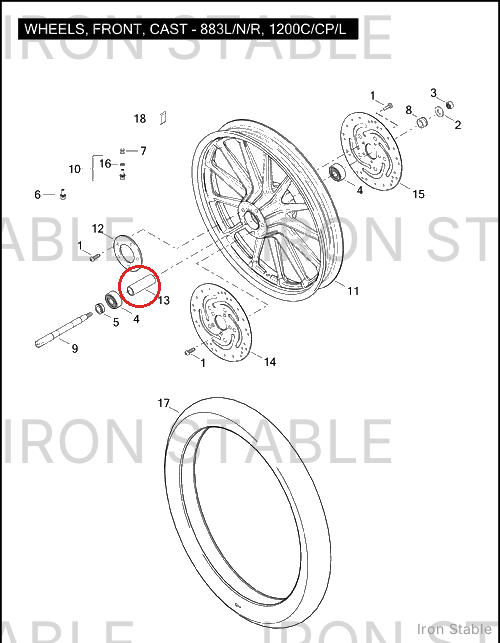 Harley-Davidson Spacer, Fr Whl Bearing, X