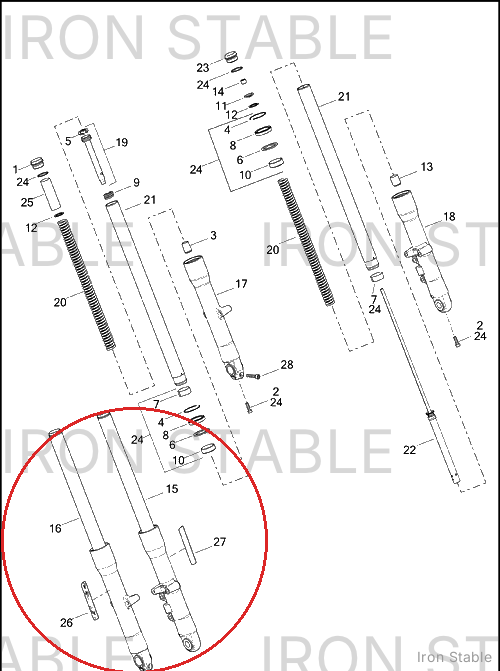 Harley-Davidson Fork Assembly, Std, Lh, Polish, Clr, 41.