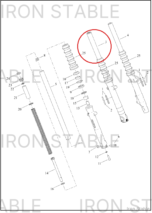 Harley-Davidson Fork Assembly, Rh