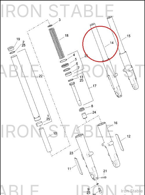Harley-Davidson Fork Assembly, Rh/Chrome