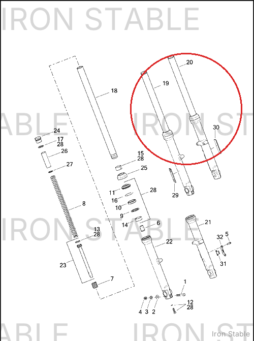 Harley-Davidson Fork Assembly, Lh