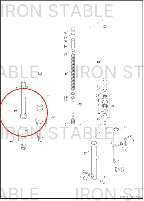 Harley-Davidson Fork Assembly, Rh