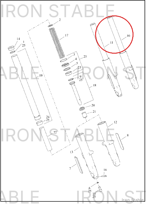 Harley-Davidson Fork Assembly, Std, Lh, Buffed, Clr, 49m